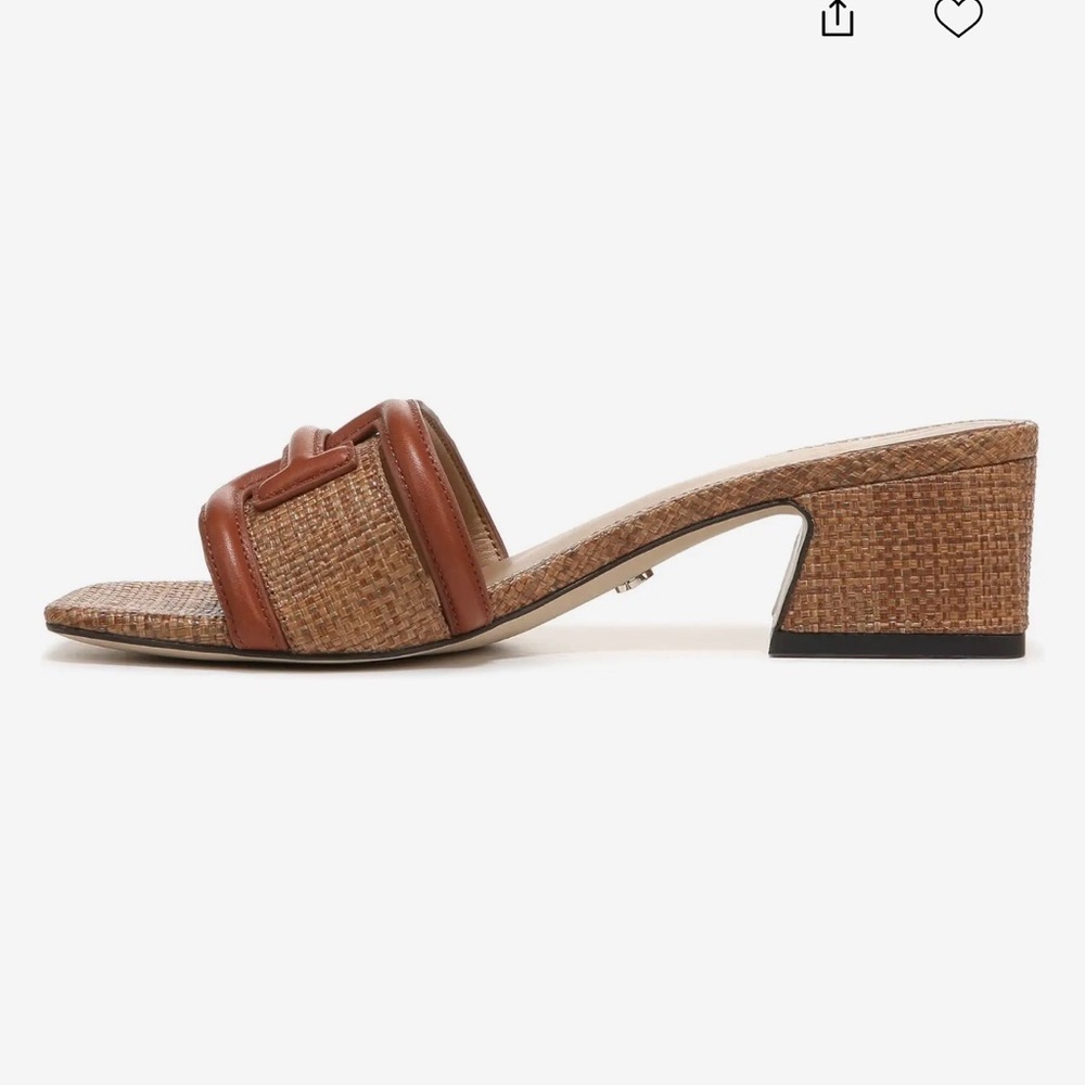 Sam Edelman Waylon Leather and Raffia Double E Logo Slide Sandals - Picture 3 of 7